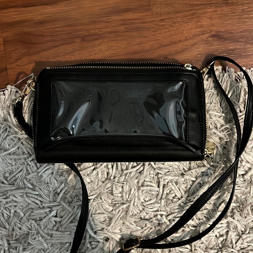Black Wristlet with Long Strap and Phone Holder